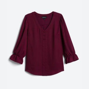 Collyn Mixed Material Ruffle Sleeve Blouse Size Small